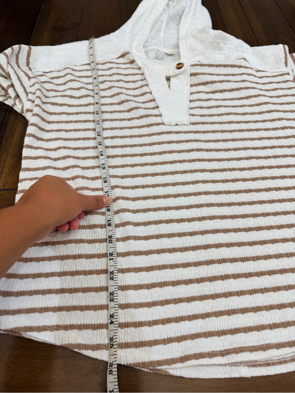 CATO Striped Hooded Henley Textured Top M EUC - Picture 4 of 9